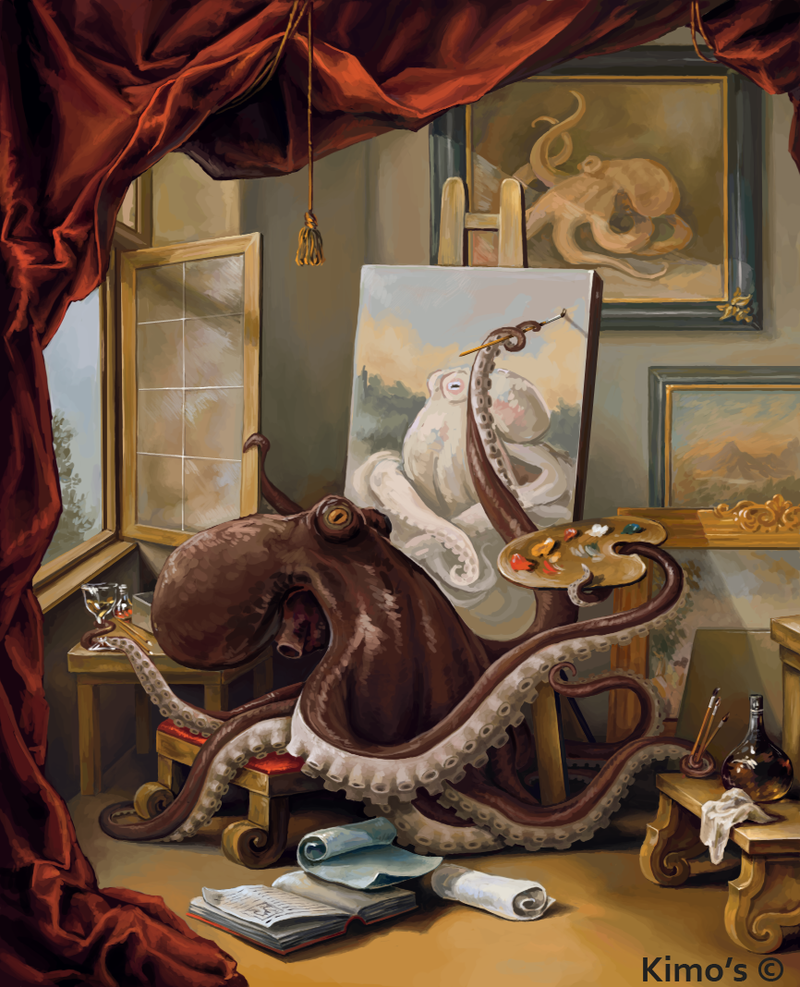 Illustration for article titled If an Octopus Can Paint This Well, Why Isn't He Making 8 Works At Once?